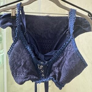Becca lace detail bikini set  - navy